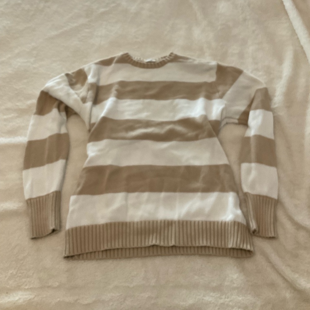 Brandy Melville White and Tan Oversized Sweater WORN TWICE